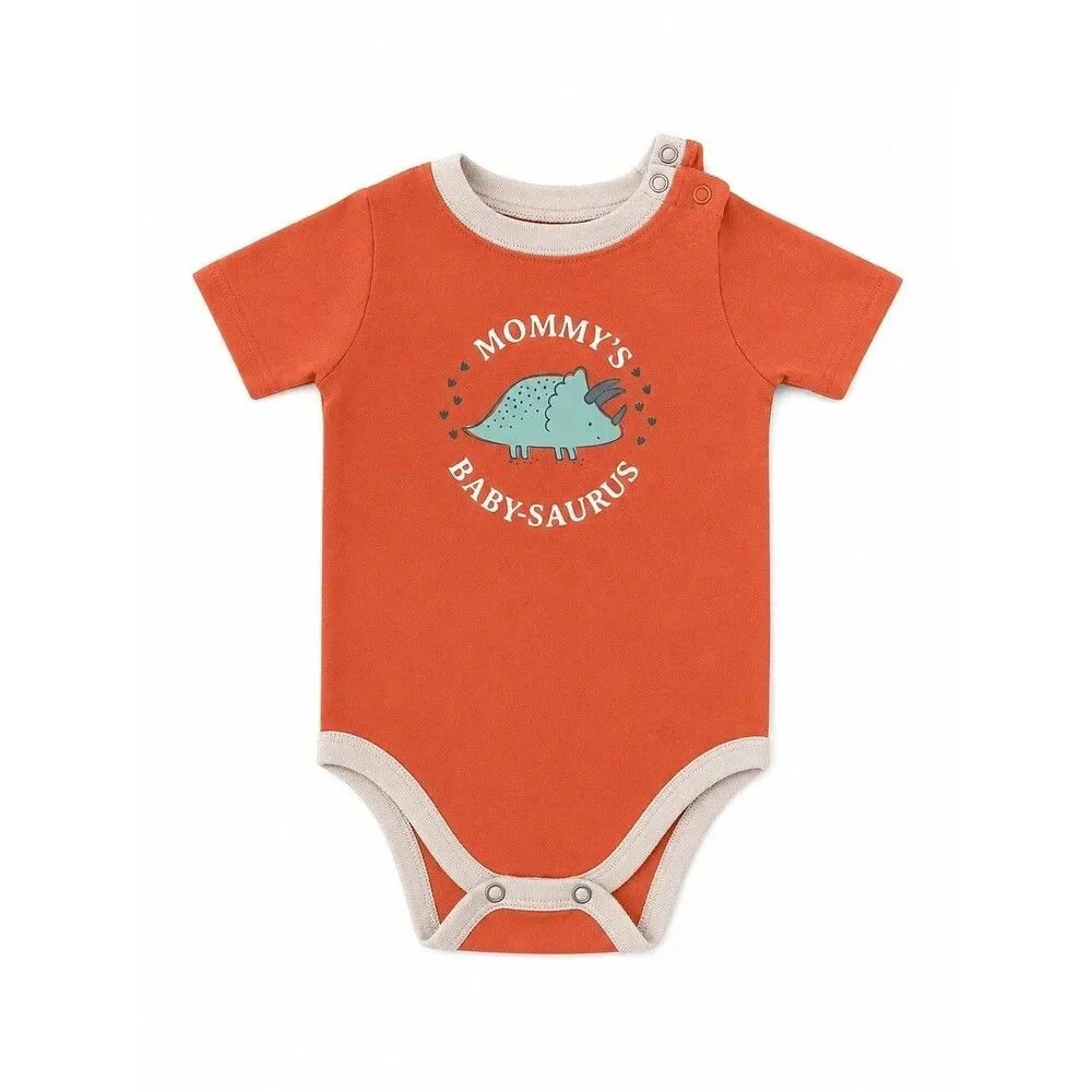 Garanimals Mommy’s Baby-Saurus Dinosaur Bodysuit Size 12M Orange and Tan